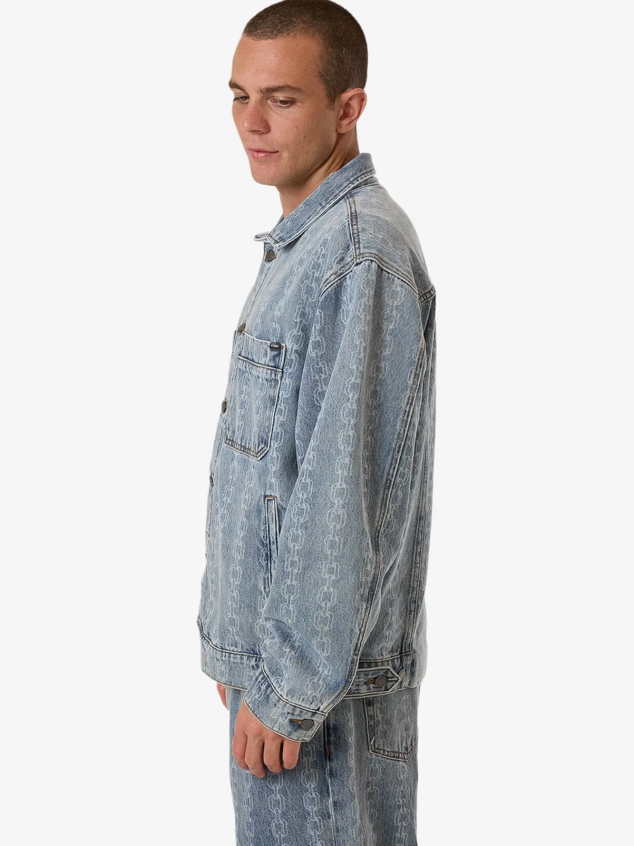 Outlet Thrills Chain Reaction Canyon Oversized Denim Jacket - Faded Rinse Indigo FadedRinseIndigo