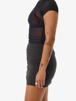 Discount Thrills Colby Skirt - Charcoal Pinstripe CharcoalPinstripe