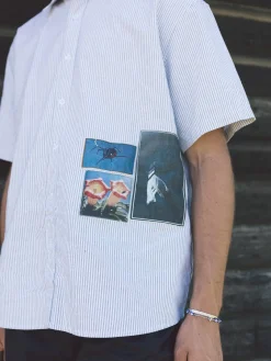 Fashion Thrills Come & Believe Short Sleeve Shirt - Jasper Green Stripe JasperGreenStripe