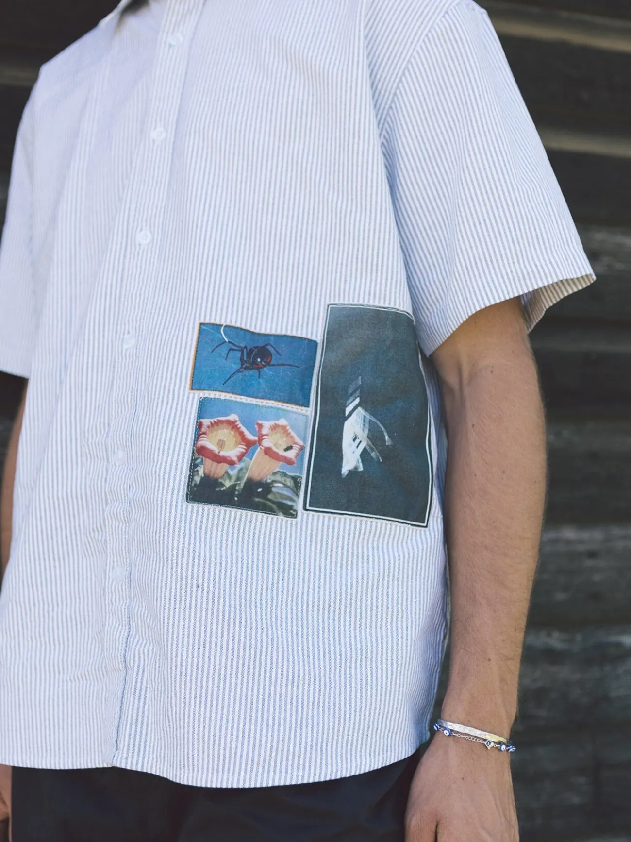 Fashion Thrills Come & Believe Short Sleeve Shirt - Jasper Green Stripe JasperGreenStripe