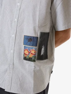 Fashion Thrills Come & Believe Short Sleeve Shirt - Jasper Green Stripe JasperGreenStripe