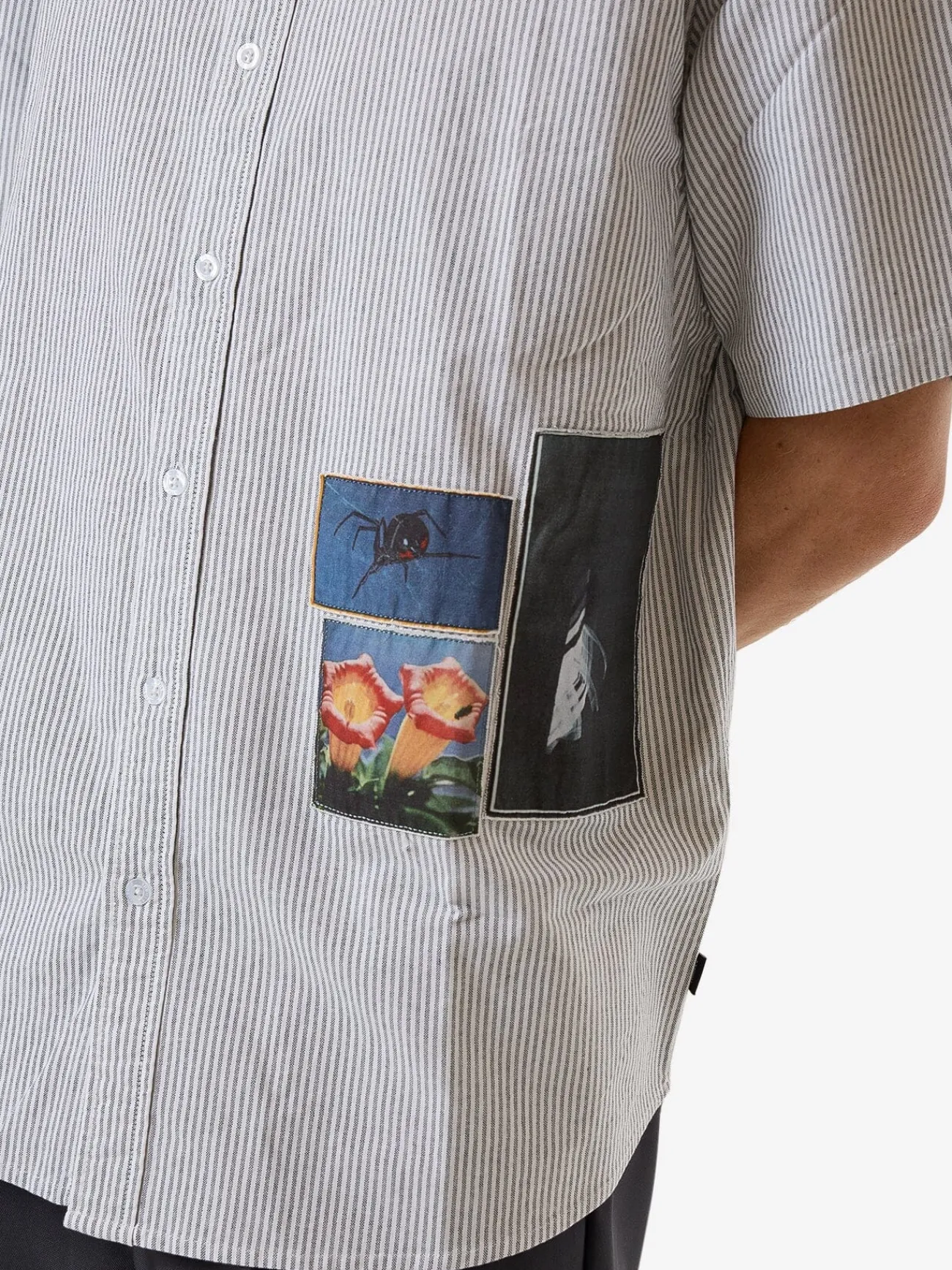 Fashion Thrills Come & Believe Short Sleeve Shirt - Jasper Green Stripe JasperGreenStripe