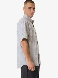 Fashion Thrills Come & Believe Short Sleeve Shirt - Jasper Green Stripe JasperGreenStripe