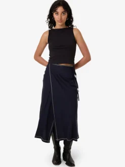 Discount Thrills Contour Midi Skirt - Peacoat