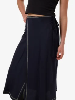 Discount Thrills Contour Midi Skirt - Peacoat