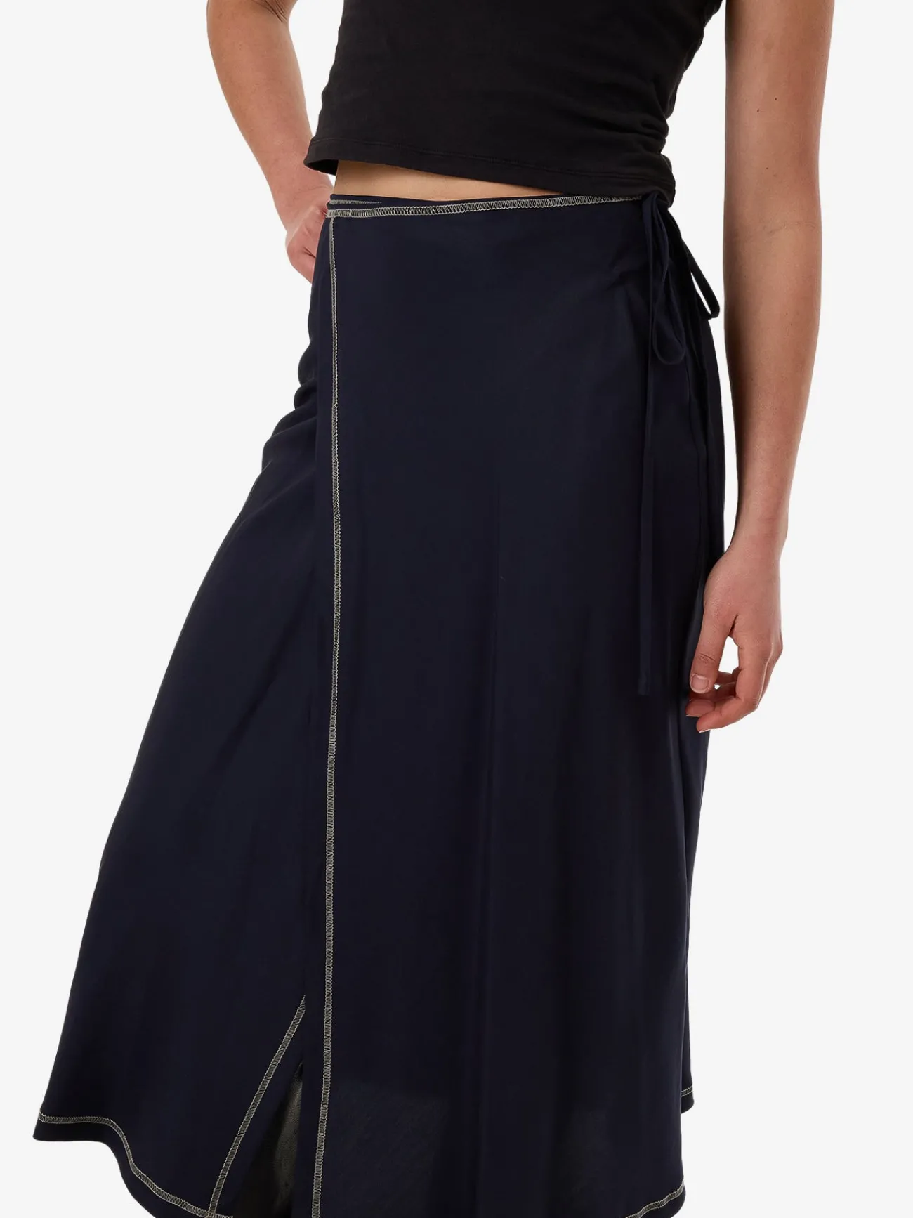 Discount Thrills Contour Midi Skirt - Peacoat