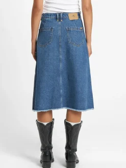 Fashion Thrills Cooper Midi Skirt - Rinsed Blue RinsedBlue