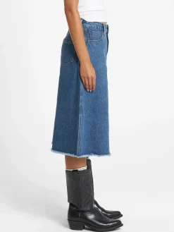 Fashion Thrills Cooper Midi Skirt - Rinsed Blue RinsedBlue