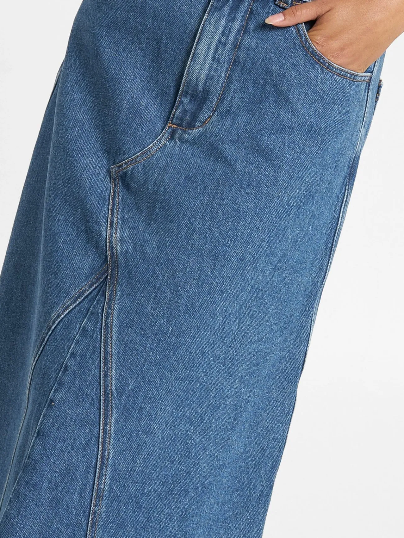 Fashion Thrills Cooper Midi Skirt - Rinsed Blue RinsedBlue