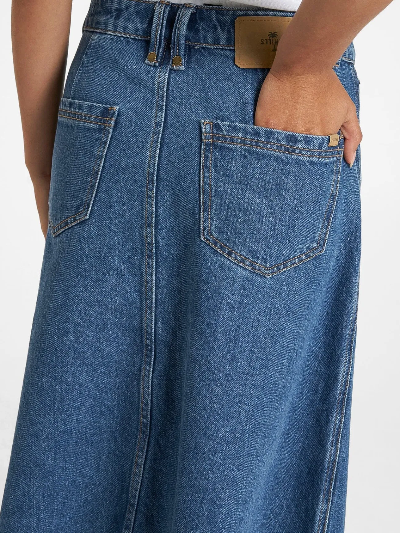 Fashion Thrills Cooper Midi Skirt - Rinsed Blue RinsedBlue