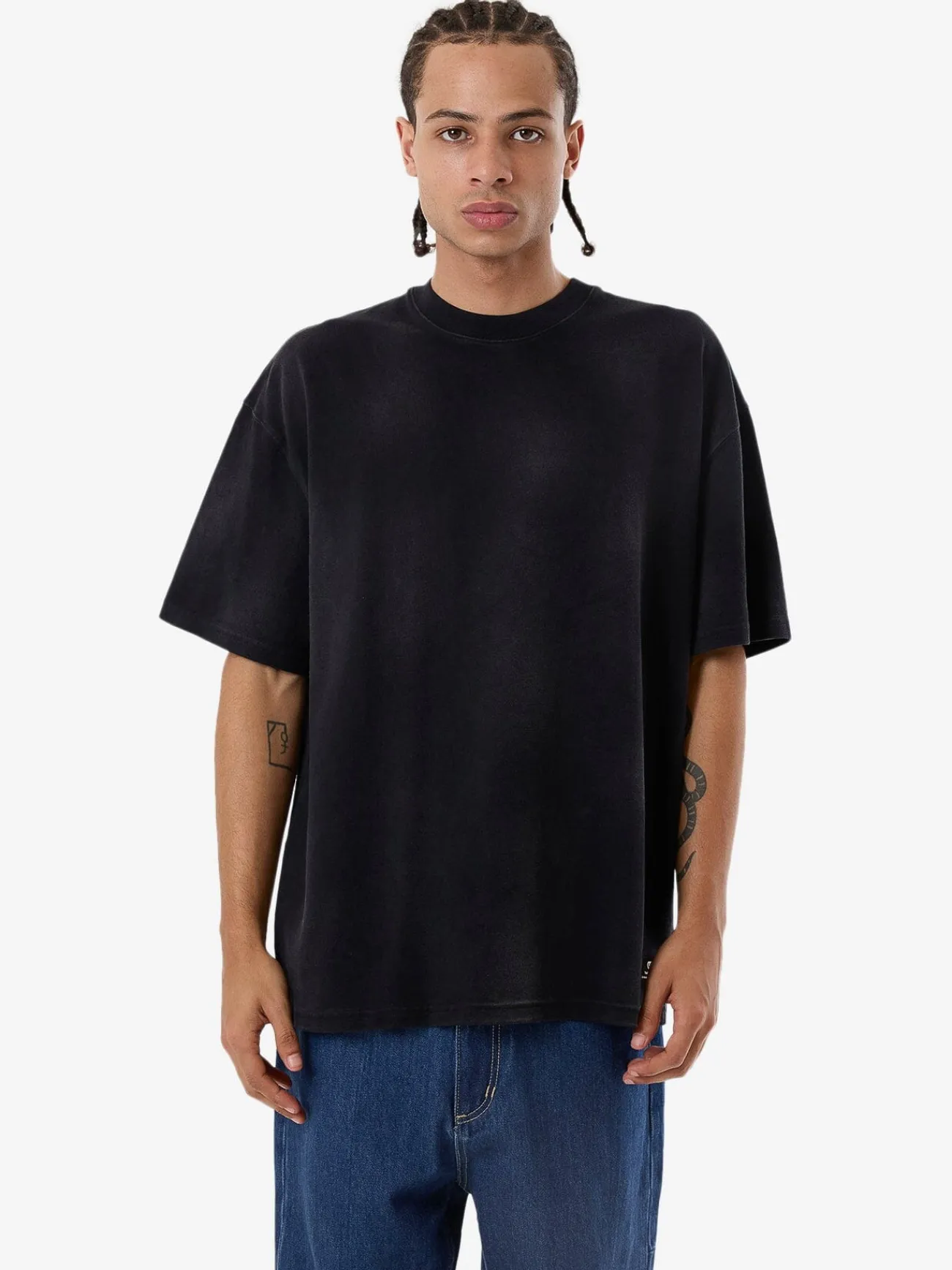 Hot Thrills Cortex Worn Box Fit Oversize Tee - Faded Black FadedBlack