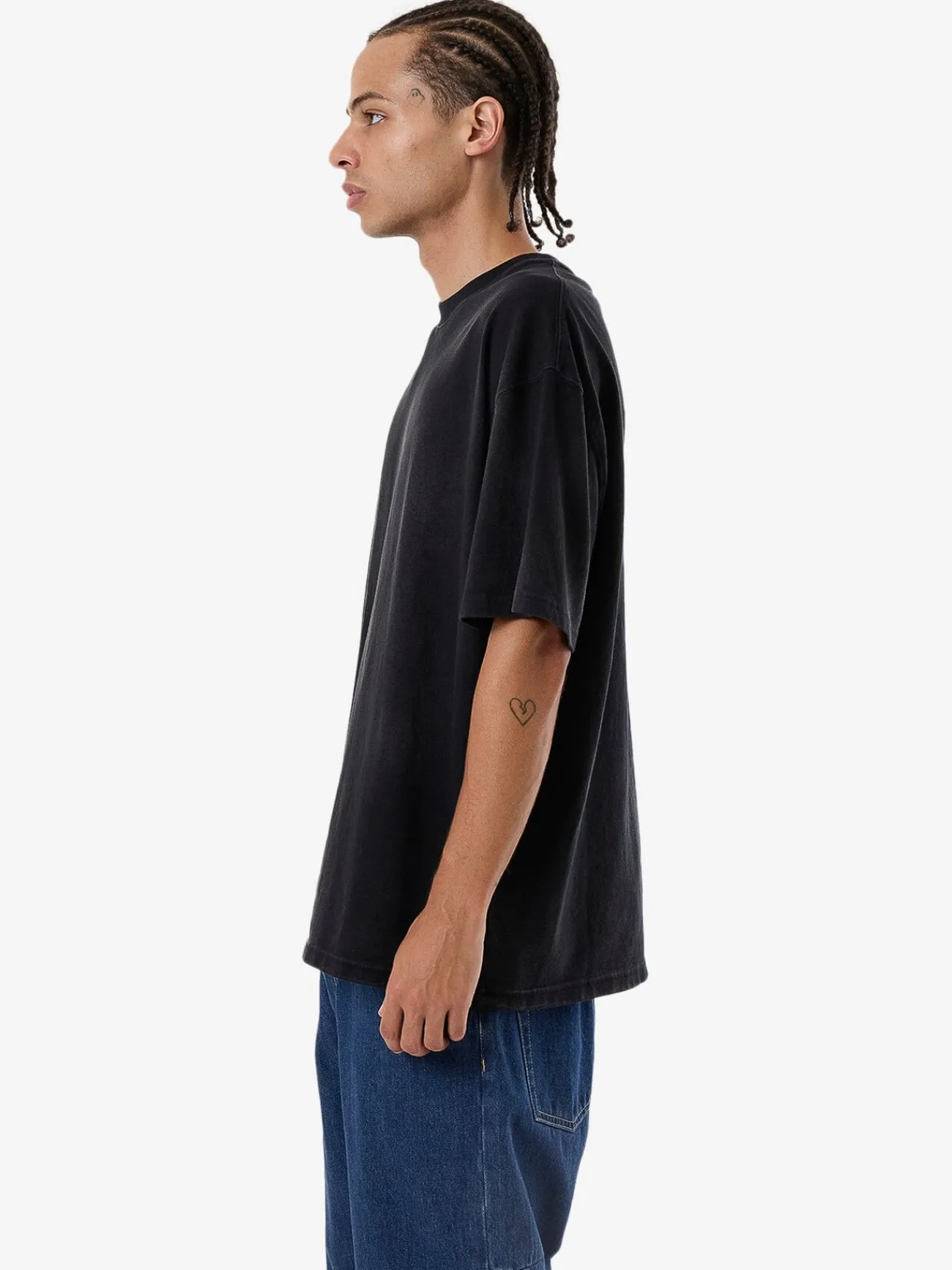 Hot Thrills Cortex Worn Box Fit Oversize Tee - Faded Black FadedBlack