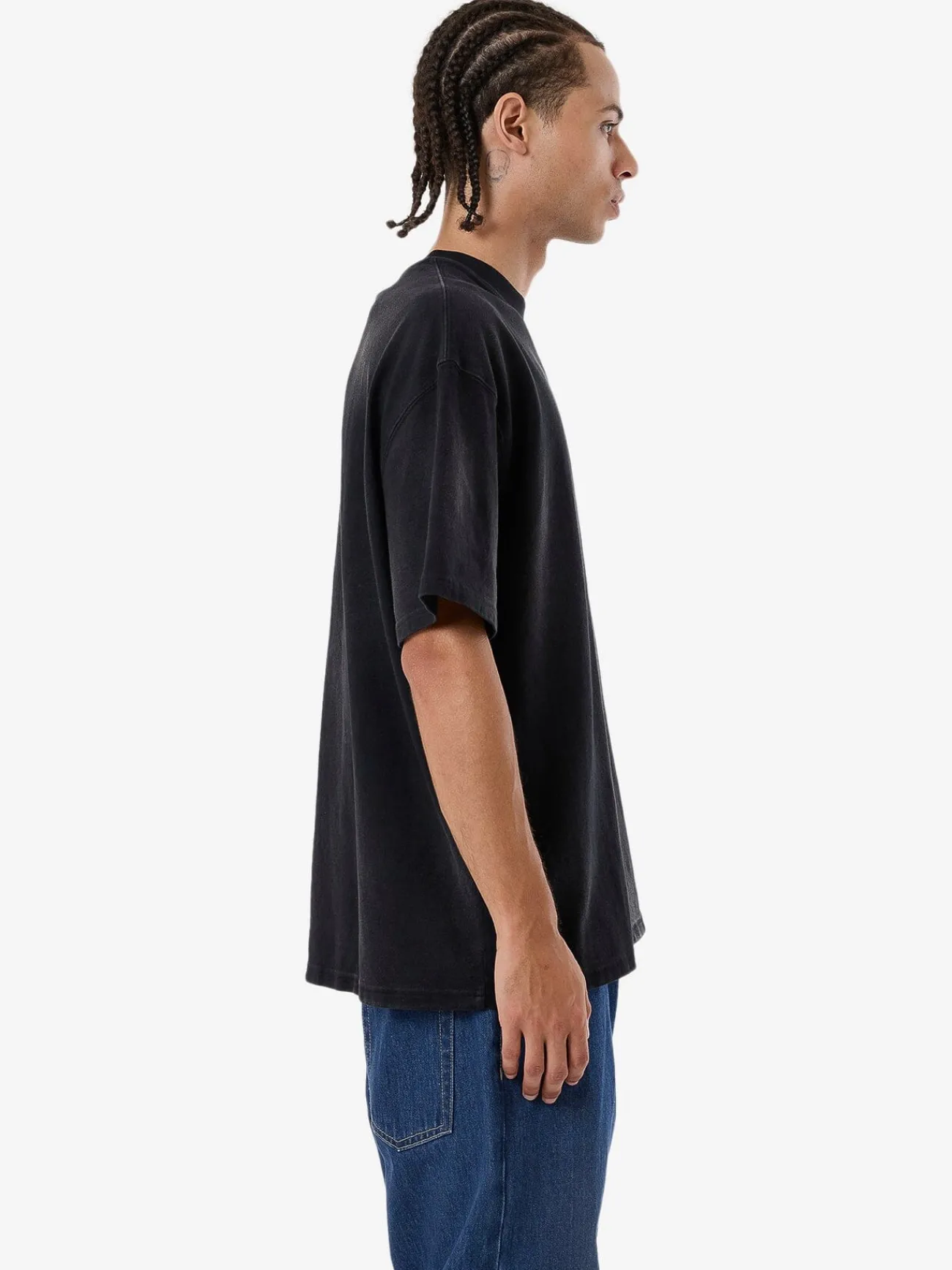Hot Thrills Cortex Worn Box Fit Oversize Tee - Faded Black FadedBlack