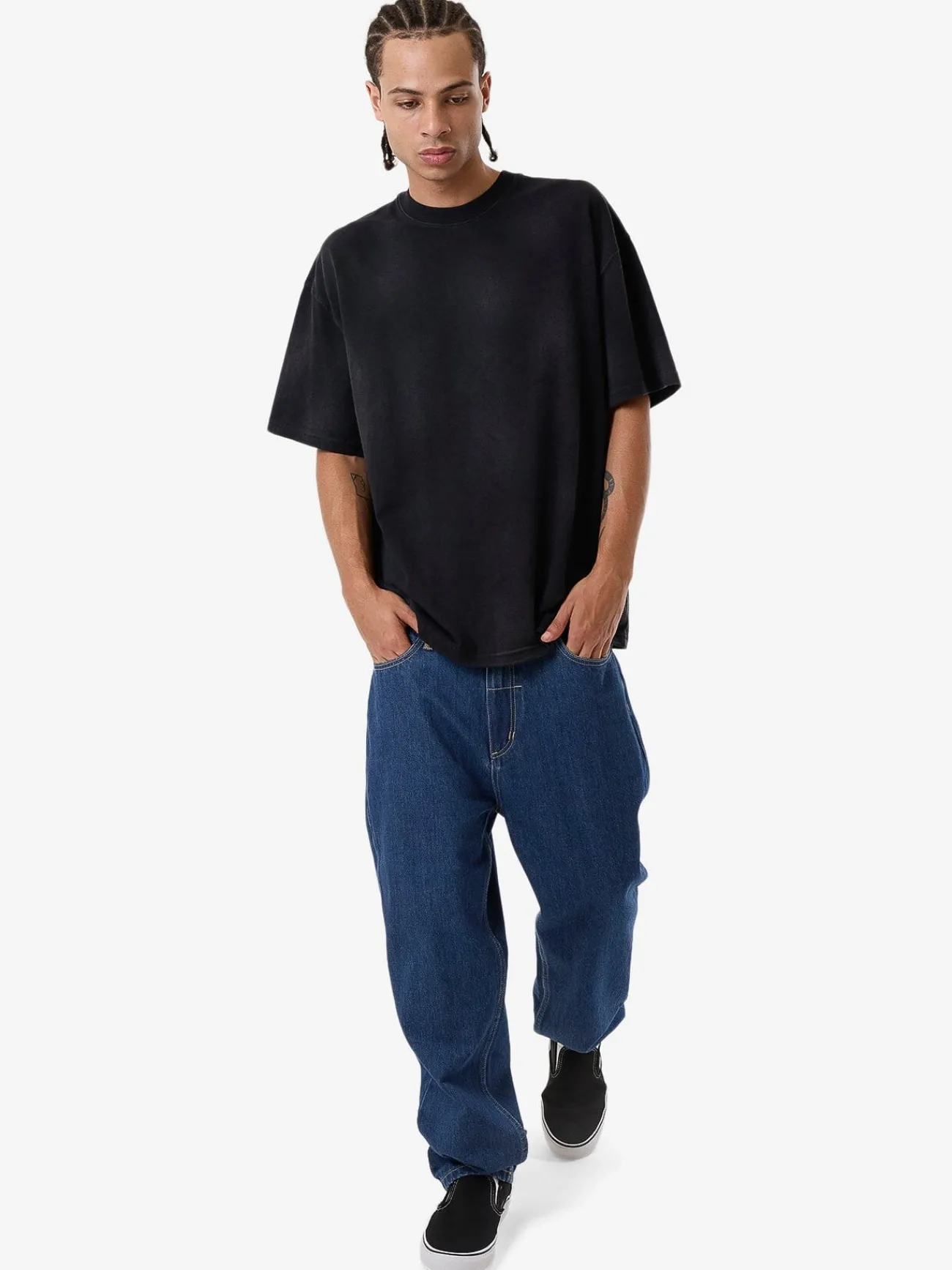 Hot Thrills Cortex Worn Box Fit Oversize Tee - Faded Black FadedBlack