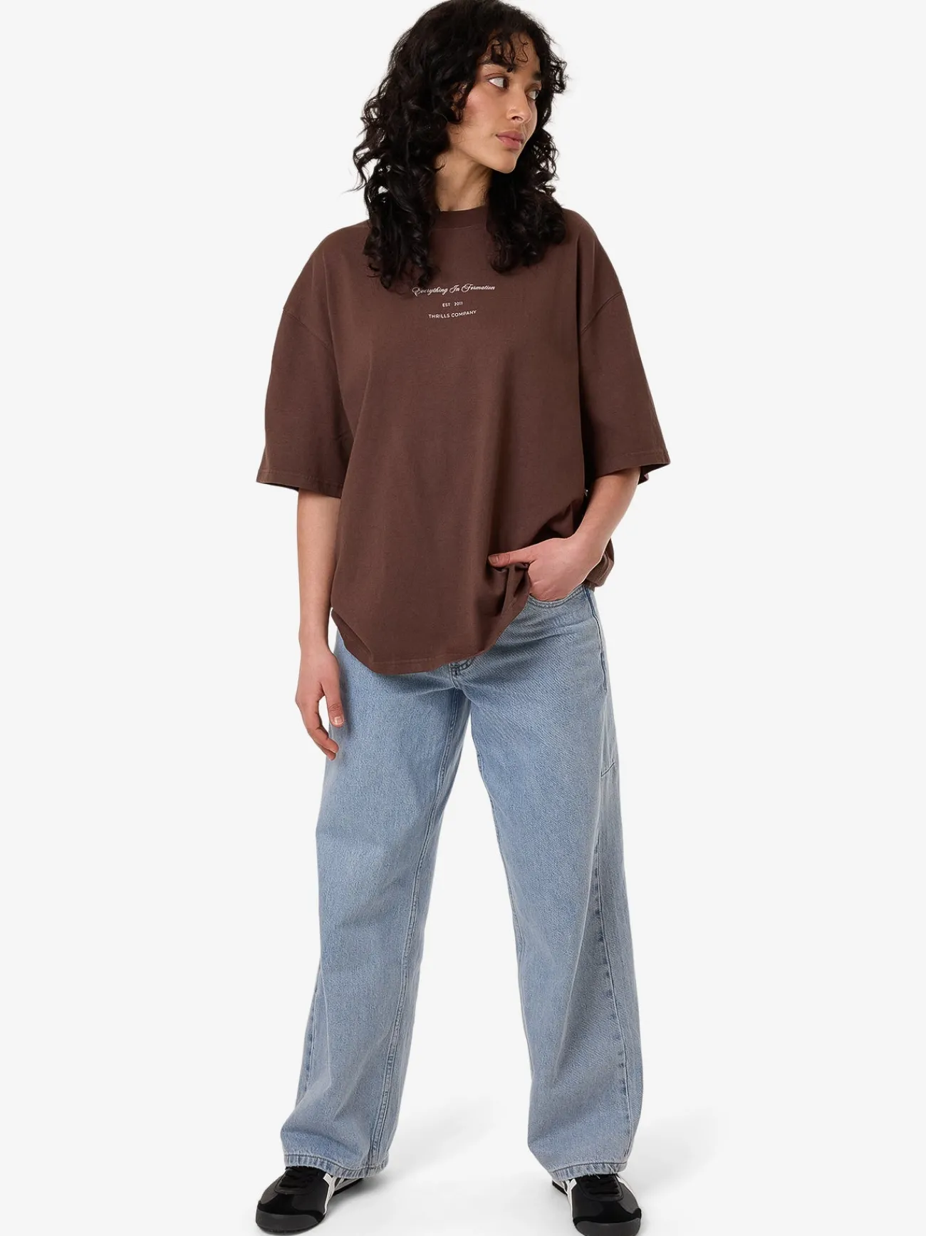 Hot Thrills Dalia Oversized Tee - Coffee