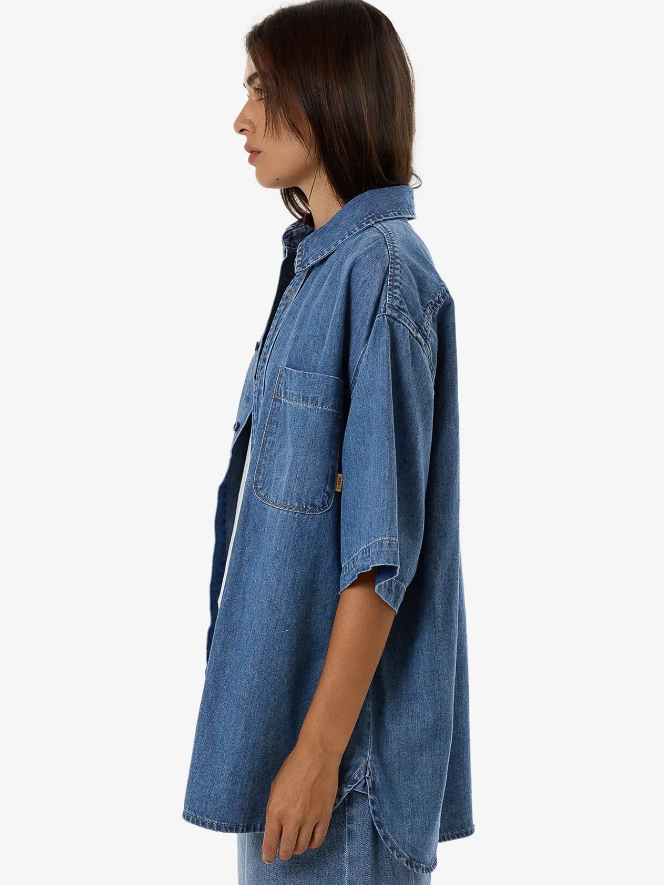 Online Thrills Darian Denim Shirt - Dark Dust Blue DarkDustBlue
