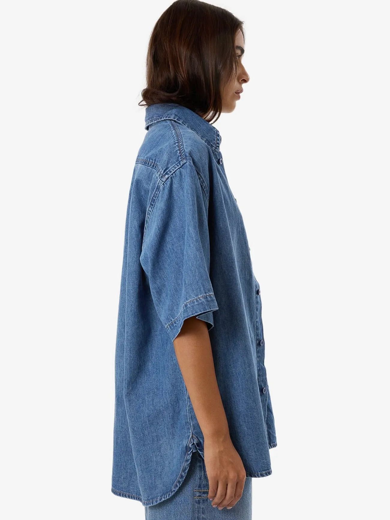 Online Thrills Darian Denim Shirt - Dark Dust Blue DarkDustBlue