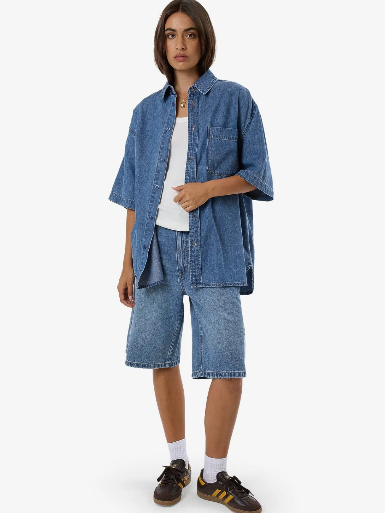 Online Thrills Darian Denim Shirt - Dark Dust Blue DarkDustBlue