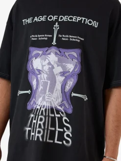 Sale Thrills Deception Box Fit Oversize Tee - Washed Black WashedBlack