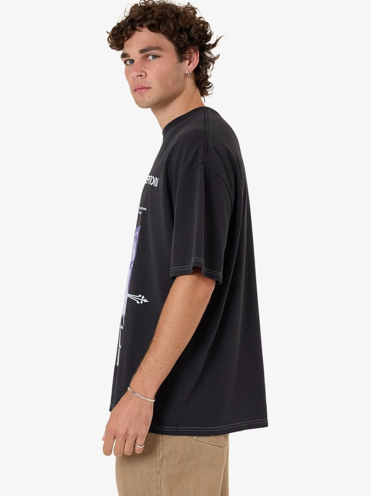 Sale Thrills Deception Box Fit Oversize Tee - Washed Black WashedBlack