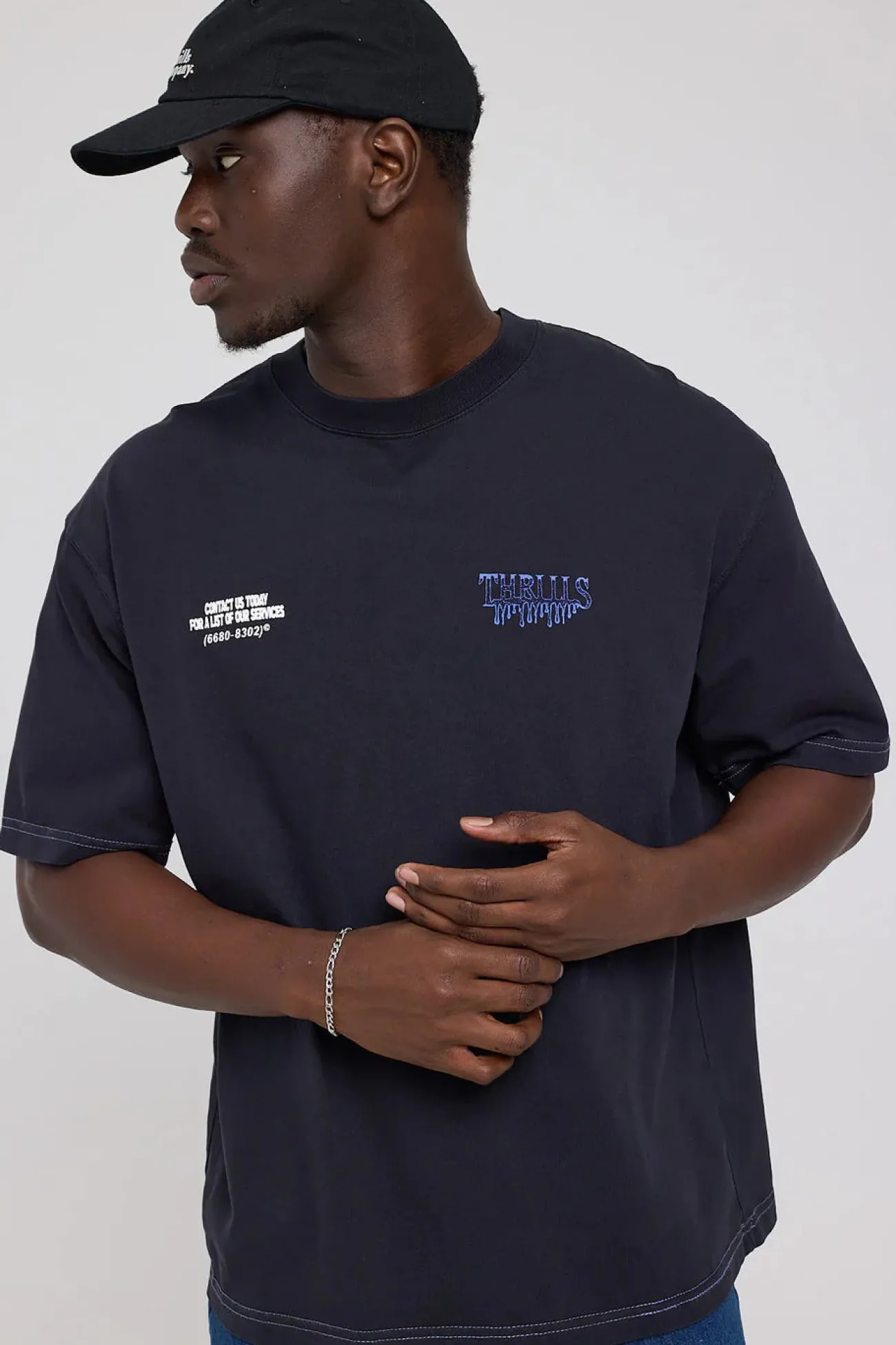 Outlet Thrills Dispatch Box Fit Oversize Short Tee - Dark Navy DarkNavy