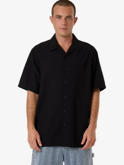 New Thrills Distortion Bowling Shirt - Black