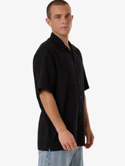 New Thrills Distortion Bowling Shirt - Black