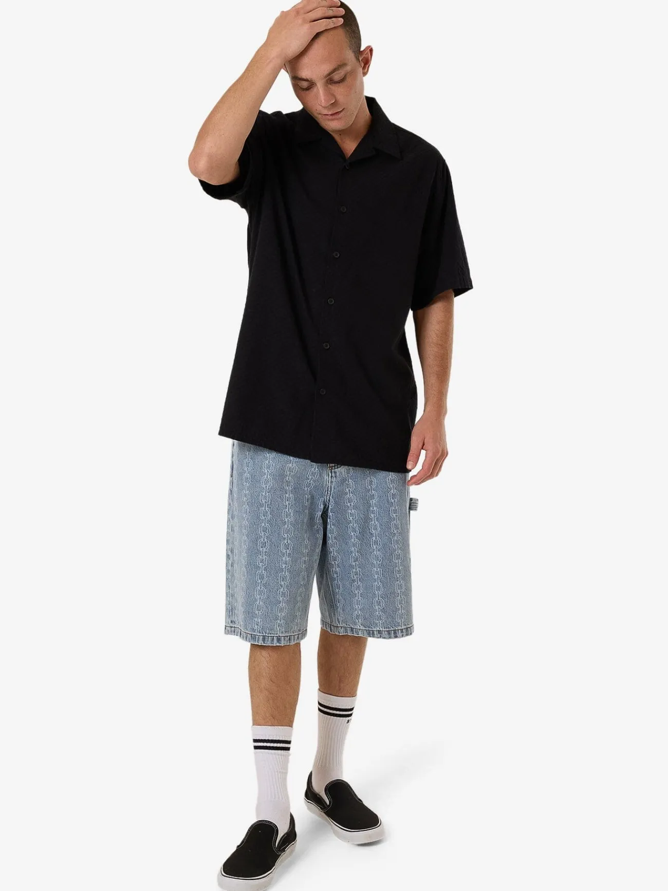 New Thrills Distortion Bowling Shirt - Black