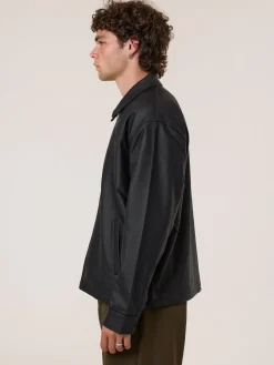 Sale Thrills Don't Bother Me Leather Work Jacket - Black