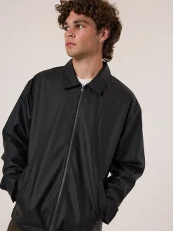 Sale Thrills Don't Bother Me Leather Work Jacket - Black