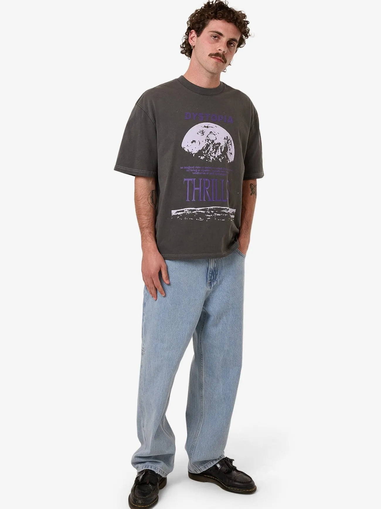New Thrills Dystopia Box Fit Oversize Short Tee - Merch Black MerchBlack