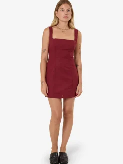 Online Thrills Elsie Square Neck Dress - Dark Cherry DarkCherry
