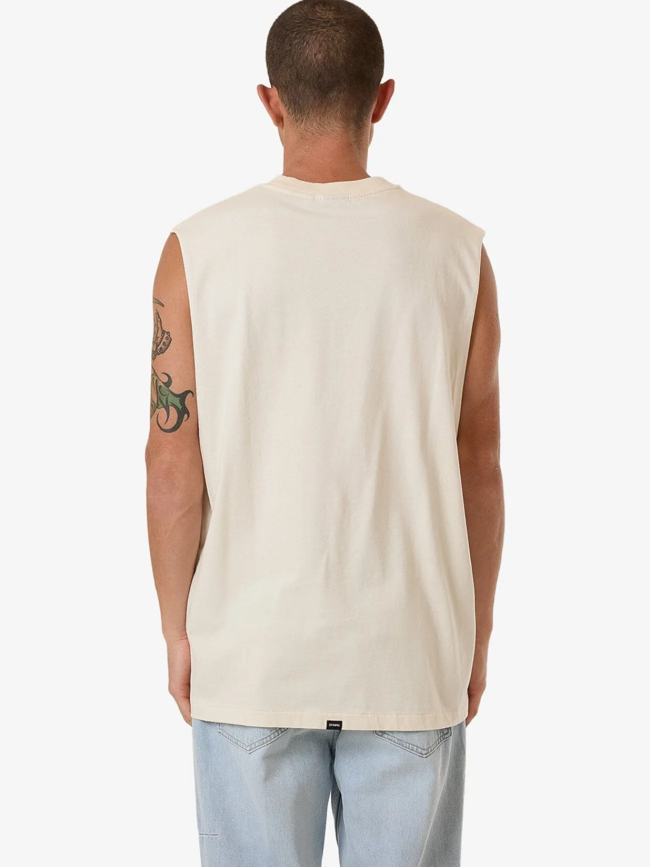 Hot Thrills Emblem Merch Fit Muscle Tee - Unbleached