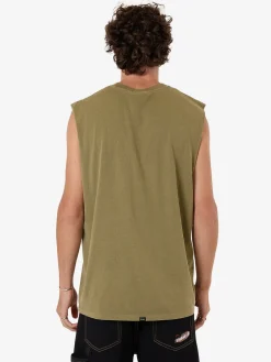 New Thrills Emblem Merch Fit Muscle Tee - Olive