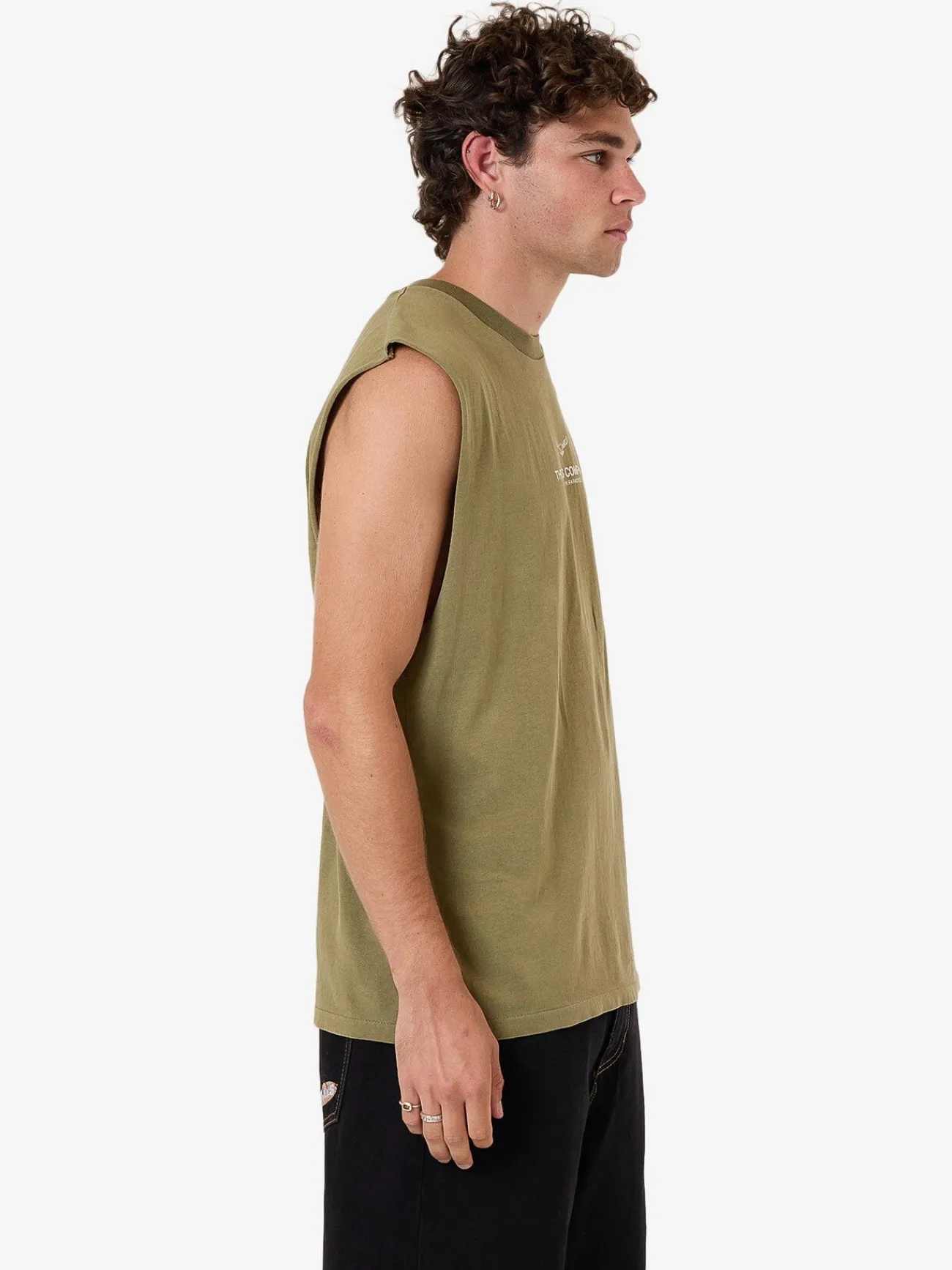 New Thrills Emblem Merch Fit Muscle Tee - Olive