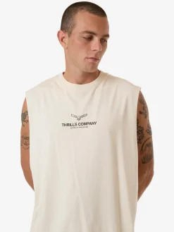 Hot Thrills Emblem Merch Fit Muscle Tee - Unbleached