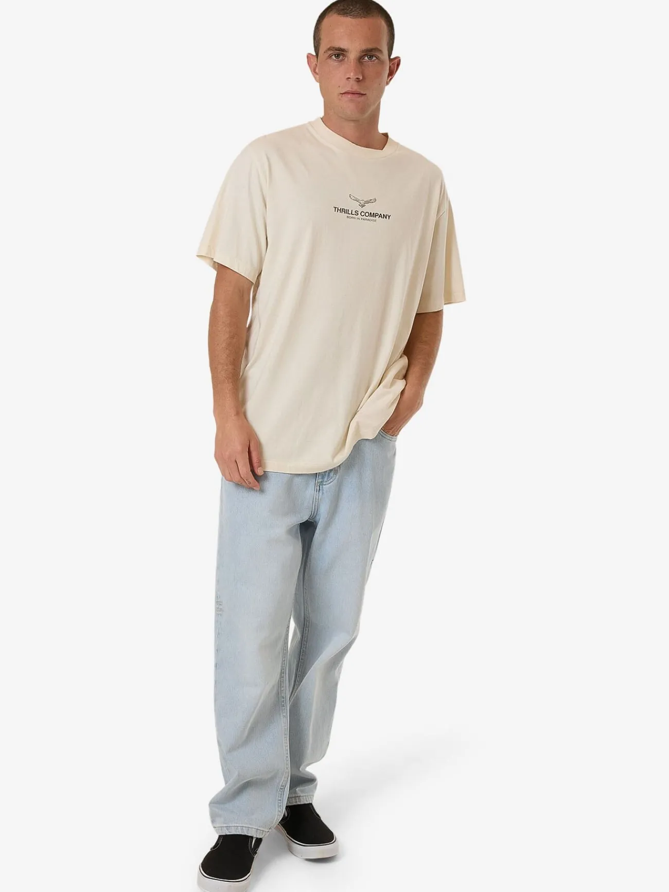 Discount Thrills Emblem Merch Fit Tee - Unbleached