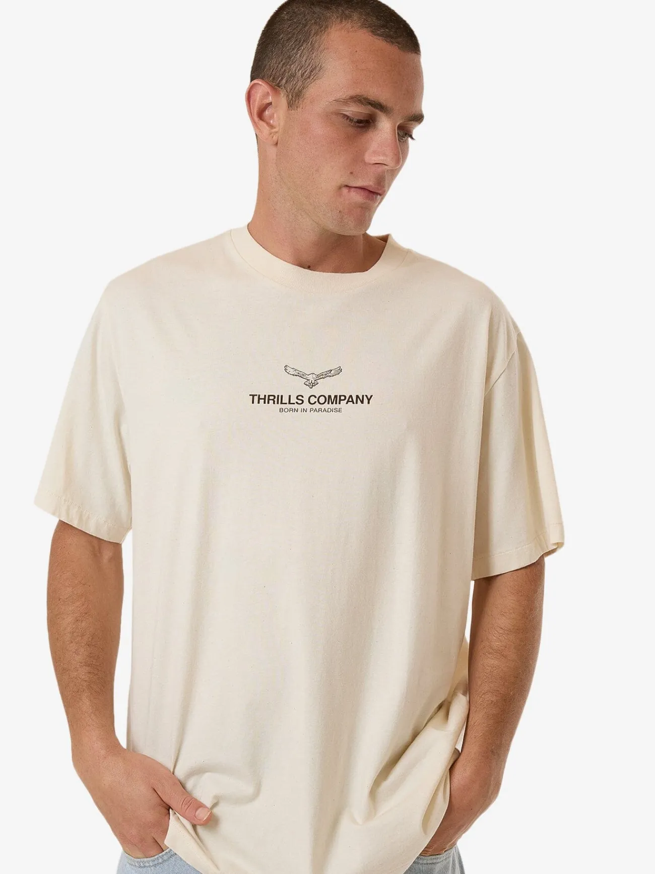 Discount Thrills Emblem Merch Fit Tee - Unbleached