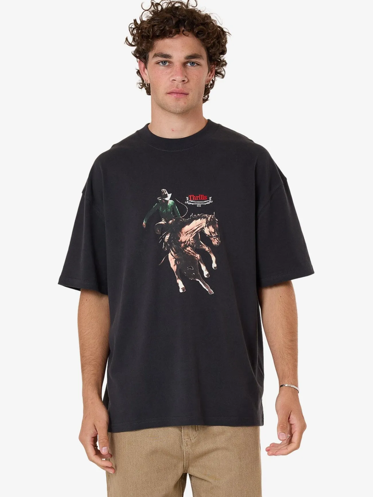 Outlet Thrills Eternal Outlaw Box Fit Oversize Tee - Washed Black WashedBlack