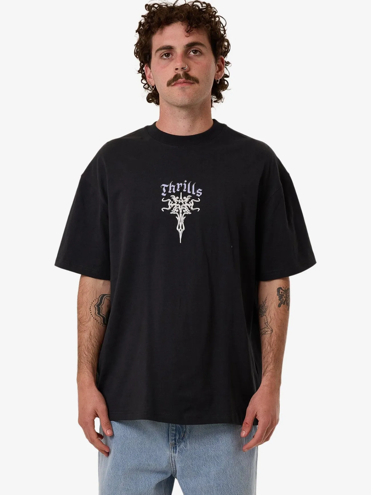 Hot Thrills Filter Box Fit Oversize Tee - Faded Black FadedBlack