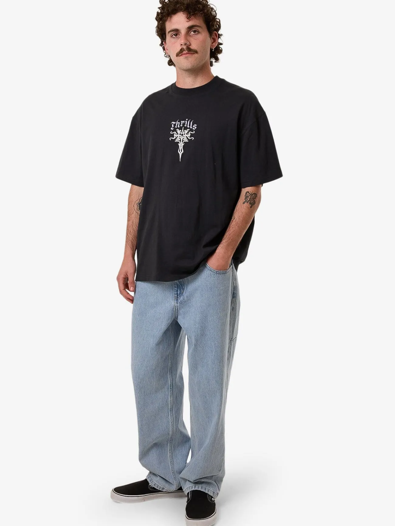 Hot Thrills Filter Box Fit Oversize Tee - Faded Black FadedBlack