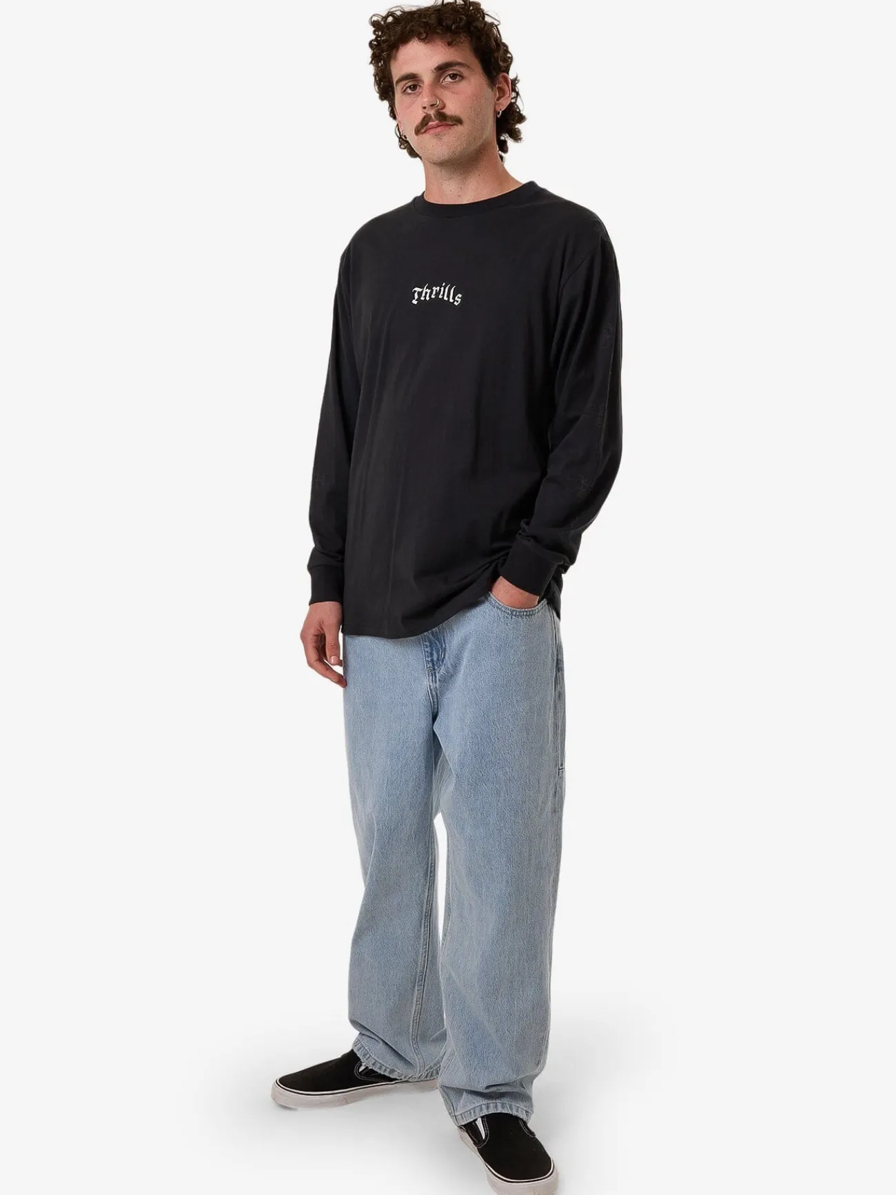 Fashion Thrills Filter Oversize Fit Long Sleeve Tee - Faded Black FadedBlack