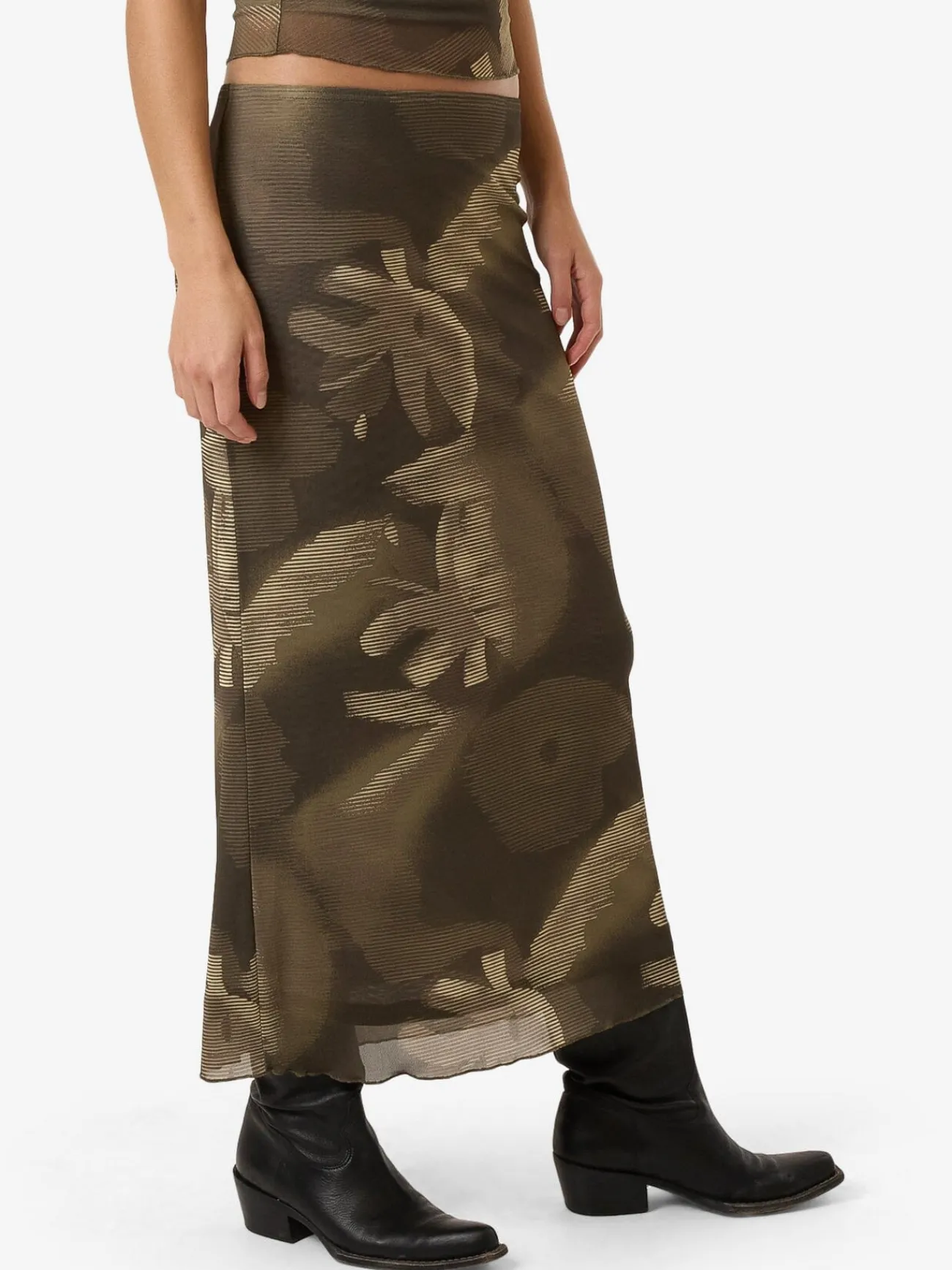 Fashion Thrills Flora Haze Mesh Skirt - Brindle