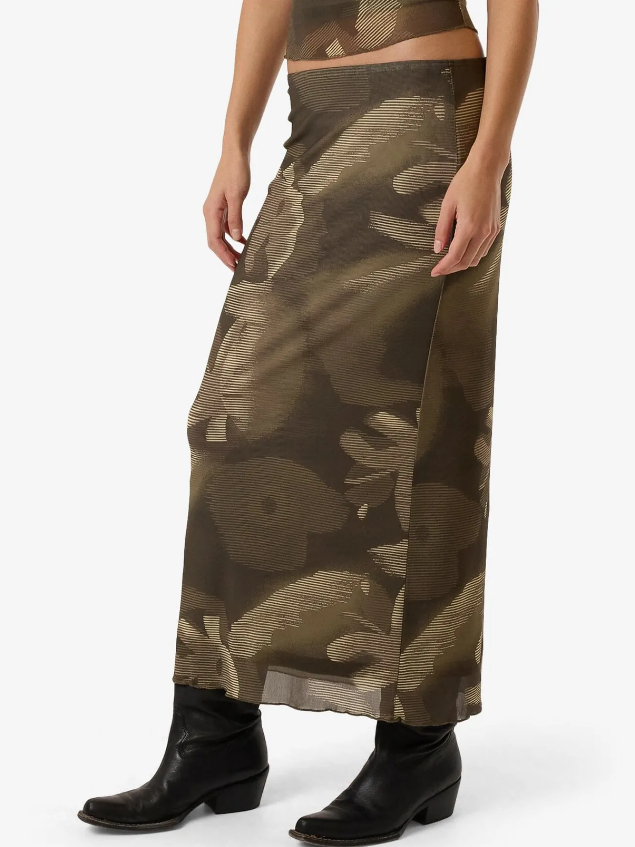 Fashion Thrills Flora Haze Mesh Skirt - Brindle