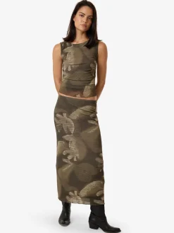 Fashion Thrills Flora Haze Mesh Skirt - Brindle