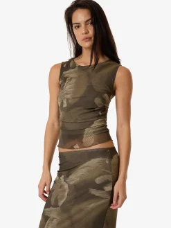 Sale Thrills Flora Haze Mesh Tank - Brindle