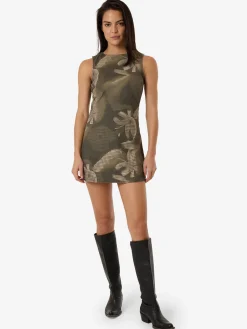 Online Thrills Flora Haze Sateen Dress - Brindle