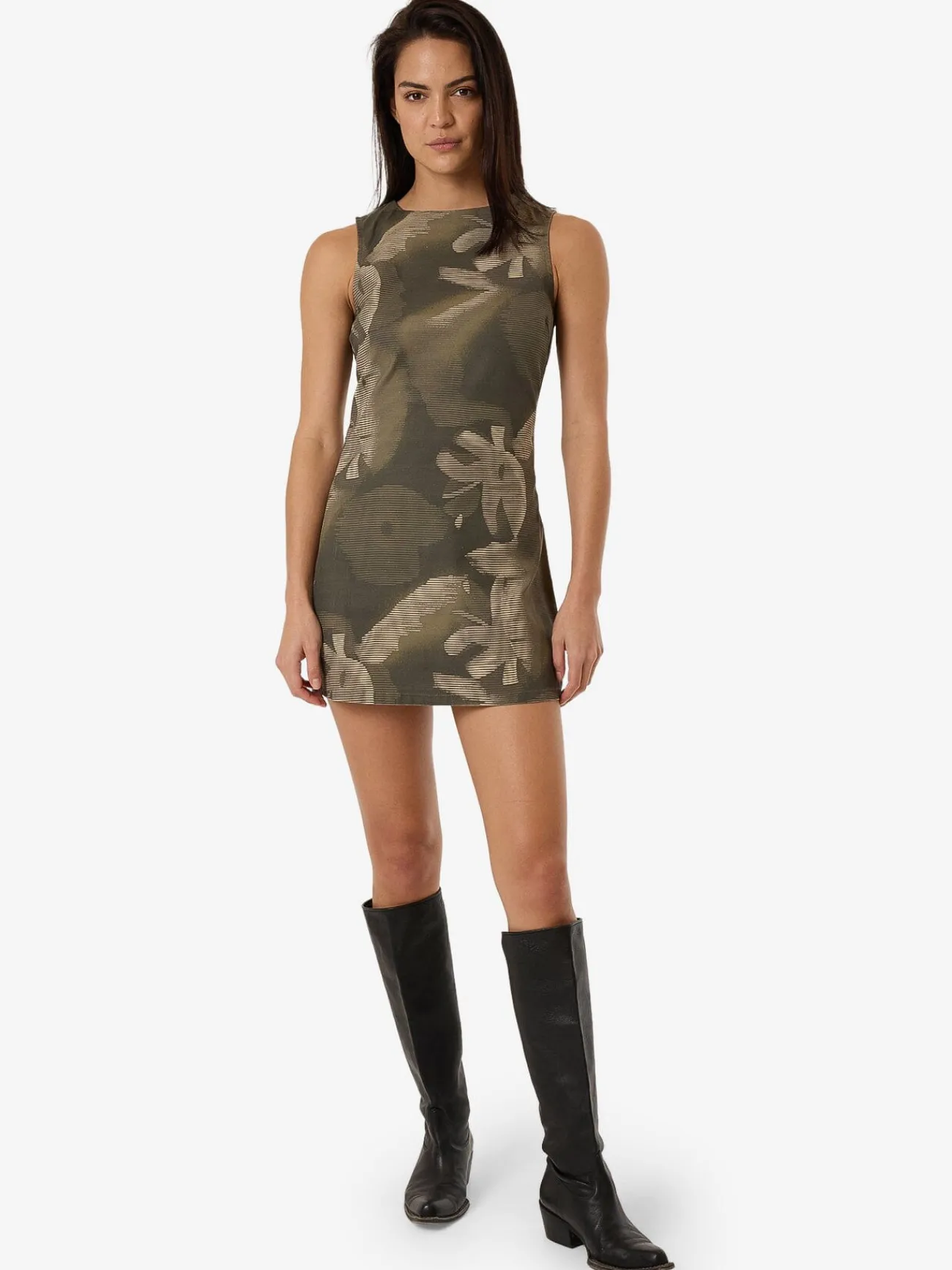 Online Thrills Flora Haze Sateen Dress - Brindle