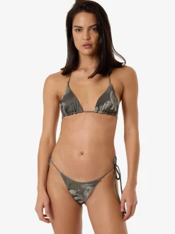 New Thrills Flora Haze String Bikini Top - Brindle