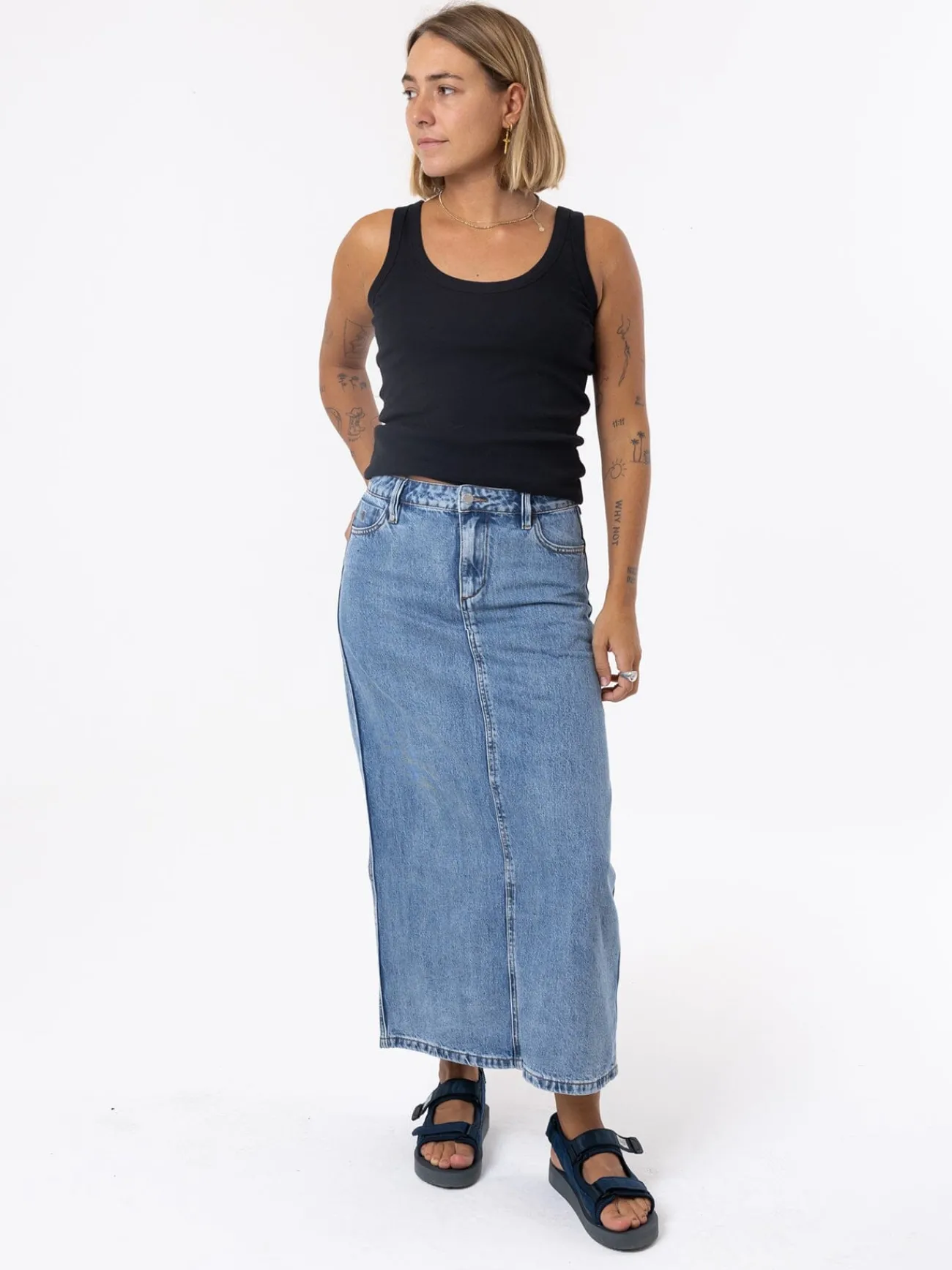 Discount Thrills Frankie Skirt - Vintage Timeworn Blue VintageTimewornBlue